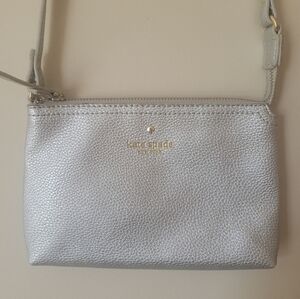 Kate Spade Mini Silver Leather Crosdbody Purse Bag